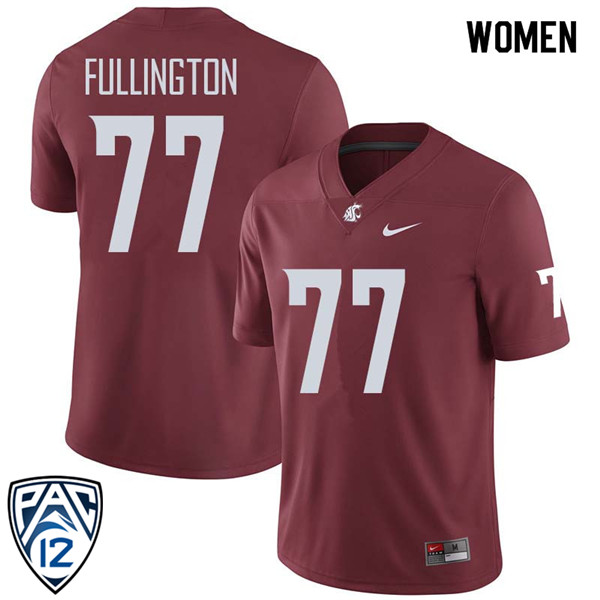 Women #77 John Fullington Washington State Cougars College Football Jerseys Sale-Crimson